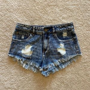 Pacsun High Rise Ripped Jean Shorts